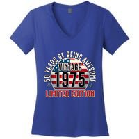 Patriotic Vintage 1975 Limited Edition 50 Years Of Being Awesome Women's V-Neck T-Shirt