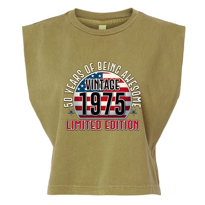 Patriotic Vintage 1975 Limited Edition 50 Years Of Being Awesome Garment-Dyed Women's Muscle Tee