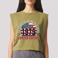 Patriotic Vintage 1975 Limited Edition 50 Years Of Being Awesome Garment-Dyed Women's Muscle Tee