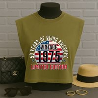 Patriotic Vintage 1975 Limited Edition 50 Years Of Being Awesome Garment-Dyed Women's Muscle Tee