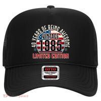 Patriotic Vintage 1985 Limited Edition 40 Years Of Being Awesome High Crown Mesh Back Trucker Hat
