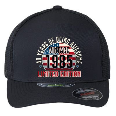 Patriotic Vintage 1985 Limited Edition 40 Years Of Being Awesome Flexfit Unipanel Trucker Cap