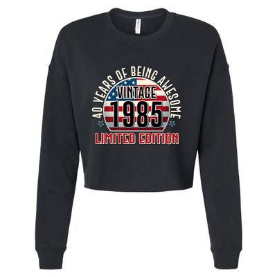 Patriotic Vintage 1985 Limited Edition 40 Years Of Being Awesome Cropped Pullover Crew