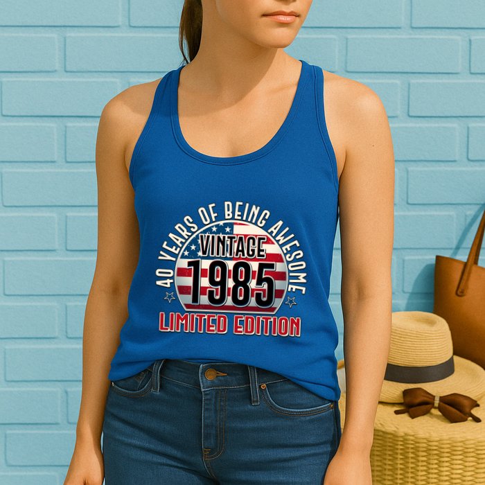 Patriotic Vintage 1985 Limited Edition 40 Years Of Being Awesome Womens Tank Top