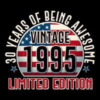 Patriotic Vintage 1995 Limited Edition 30 Years Of Being Awesome Drawstring Bag