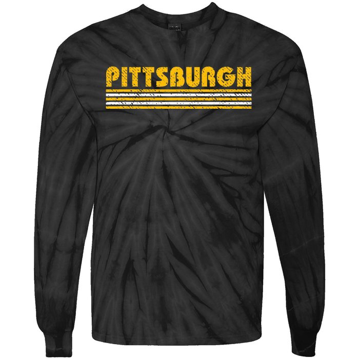 Pittsburgh Vintage 80s Retro Style Tie-Dye Long Sleeve Shirt