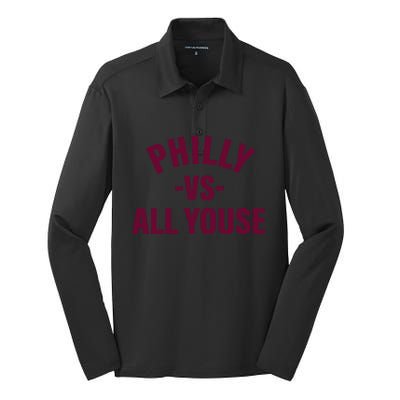 Philly Vs All Youse Funny Philadelphia Slang Retro Silk Touch Performance Long Sleeve Polo