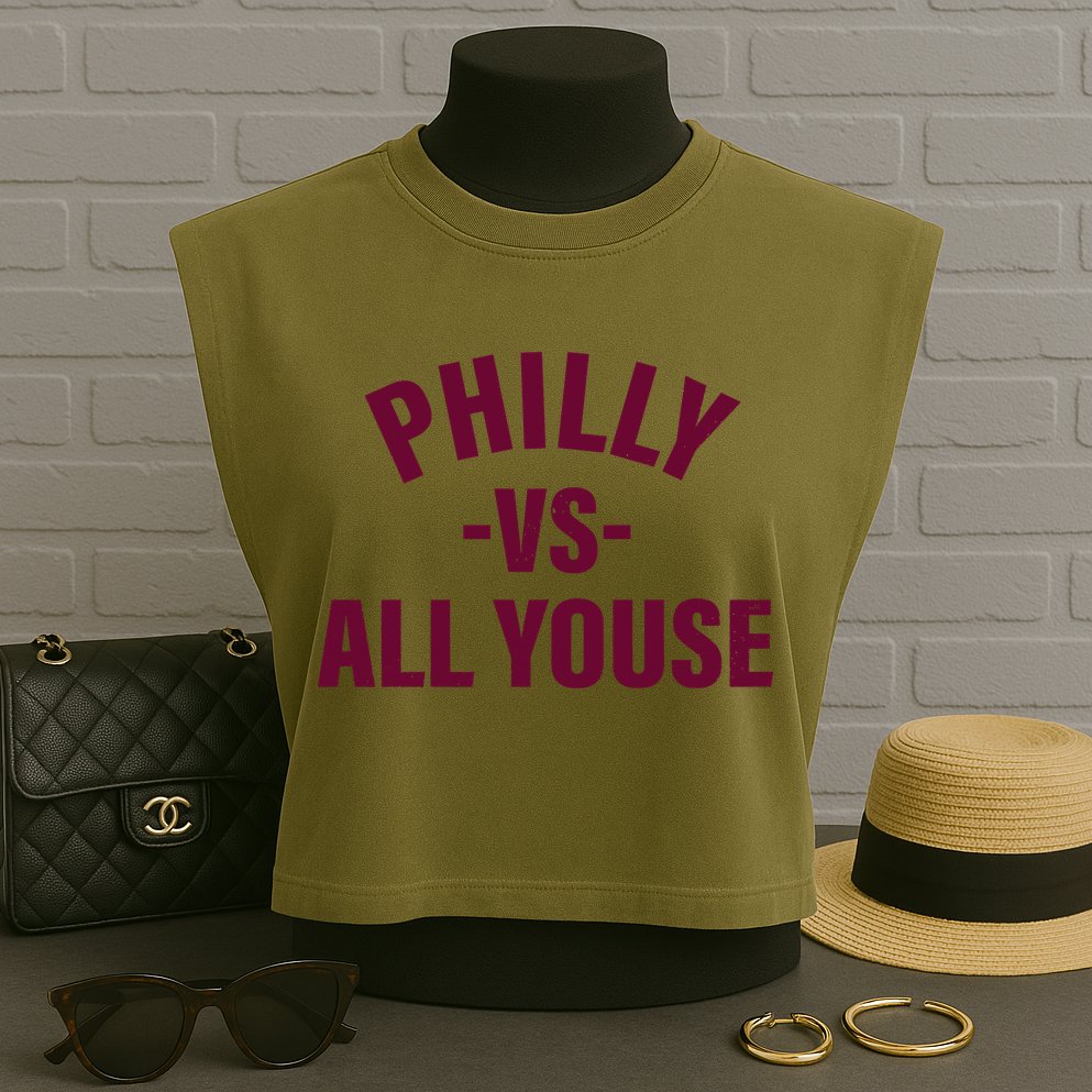 Philly Vs All Youse Funny Philadelphia Slang Retro Garment-Dyed Women's Muscle Tee