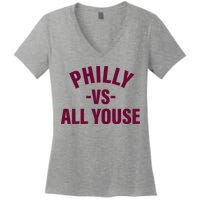 Philly Vs All Youse Funny Philadelphia Slang Retro Women's V-Neck T-Shirt