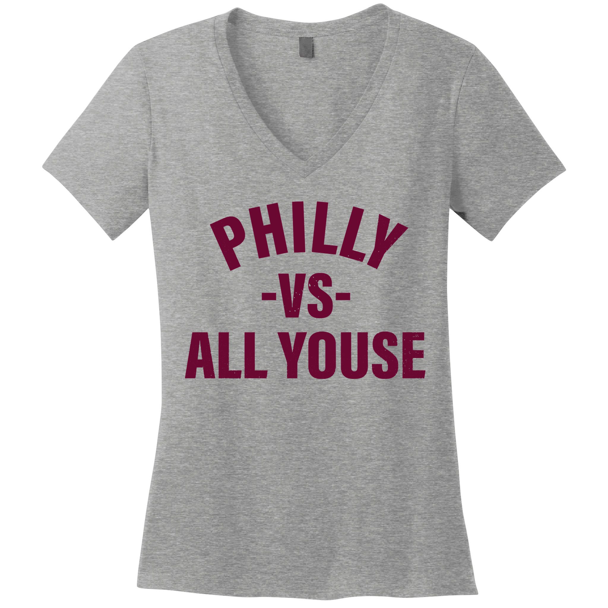 Philly Vs All Youse Funny Philadelphia Slang Retro Women's V-Neck T-Shirt