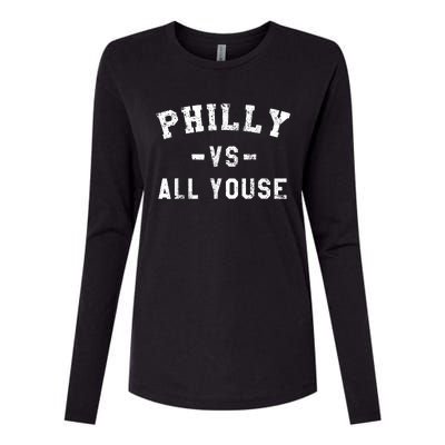 Philly Vs All Youse Funny Philadelphia Slang Retro Womens Cotton Relaxed Long Sleeve T-Shirt