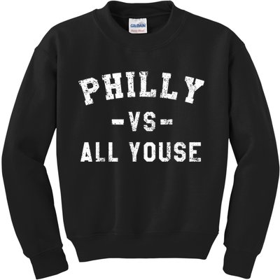Philly Vs All Youse Funny Philadelphia Slang Retro Kids Sweatshirt