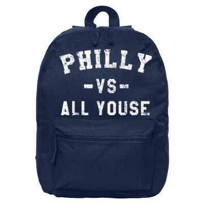 Philly Vs All Youse Funny Philadelphia Slang Retro 16 in Basic Backpack