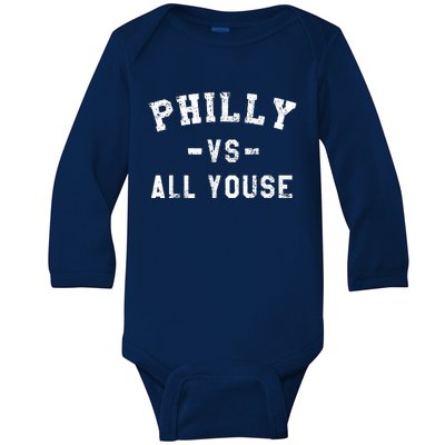 Philly Vs All Youse Funny Philadelphia Slang Retro Baby Long Sleeve Bodysuit