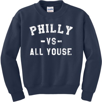 Philly Vs All Youse Funny Philadelphia Slang Retro Kids Sweatshirt