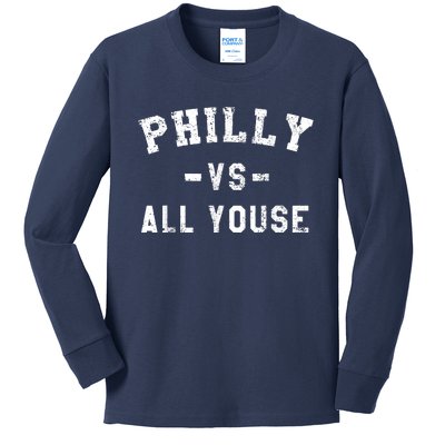 Philly Vs All Youse Funny Philadelphia Slang Retro Kids Long Sleeve Shirt