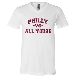 P.H.I.L.L.Y Vs All Youse Funny Retro Philadelphia Slang V-Neck T-Shirt