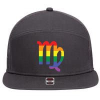 Proud Virgo Astrology LGBTQ Zodiac Sign Horoscope Design 7 Panel Mesh Trucker Snapback Hat