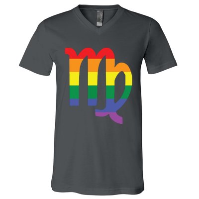 Proud Virgo Astrology LGBTQ Zodiac Sign Horoscope Design V-Neck T-Shirt