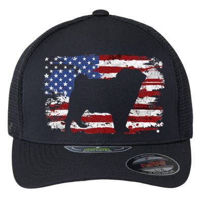 Pug Vintage American Flag Flexfit Unipanel Trucker Cap