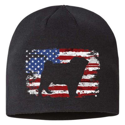 Pug Vintage American Flag Sustainable Beanie