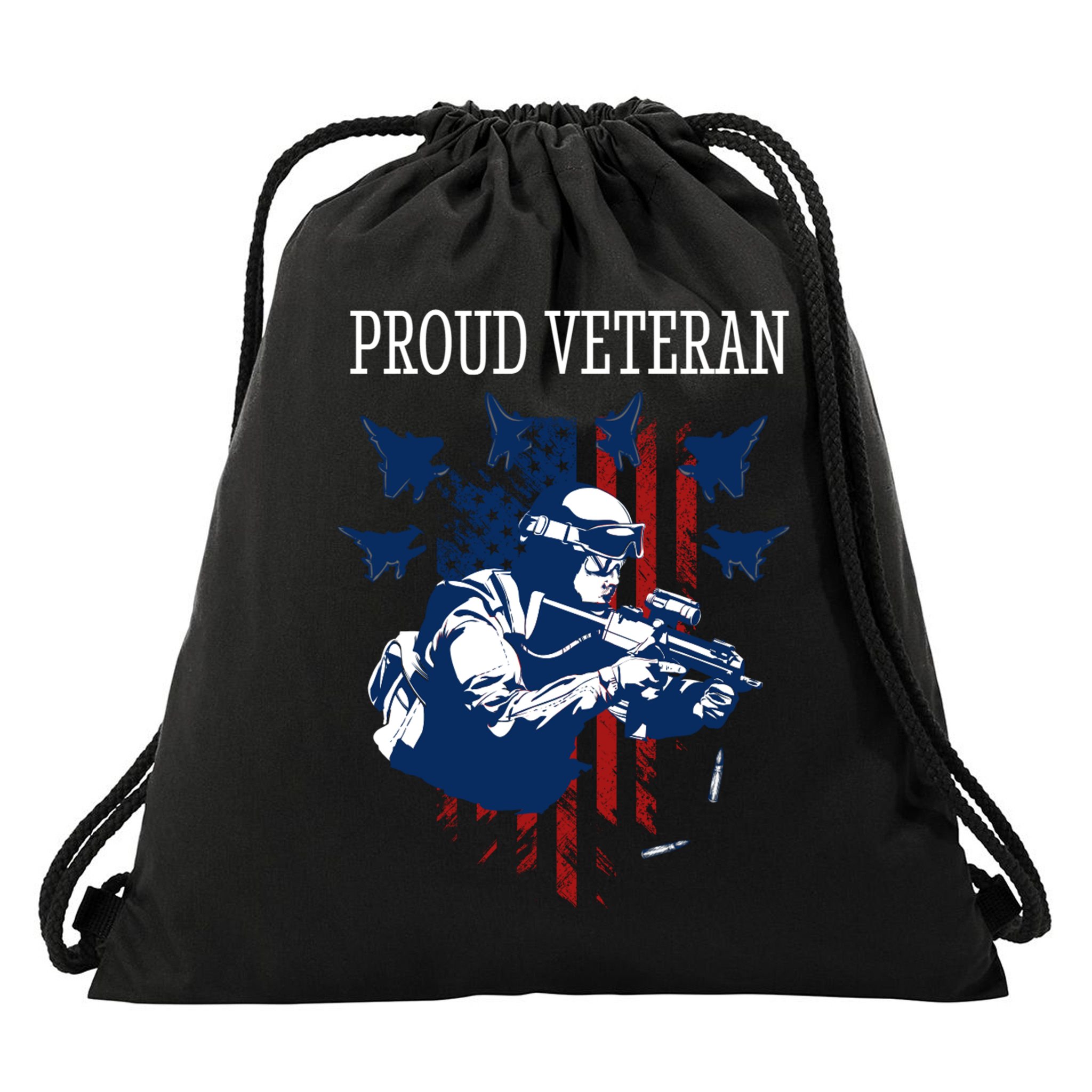 Proud Veteran Airstrike Combat Drawstring Bag