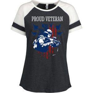 Proud Veteran Airstrike Combat Enza Ladies Jersey Colorblock Tee