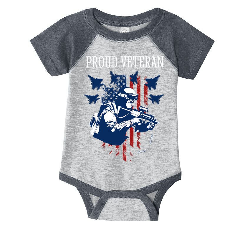 Proud Veteran Airstrike Combat Infant Baby Jersey Bodysuit