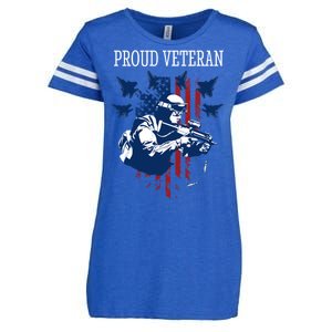 Proud Veteran Airstrike Combat Enza Ladies Jersey Football T-Shirt