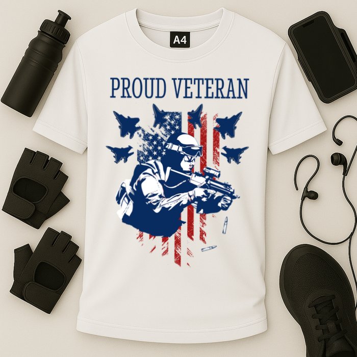 Proud Veteran Airstrike Combat Cooling Performance Crew T-Shirt