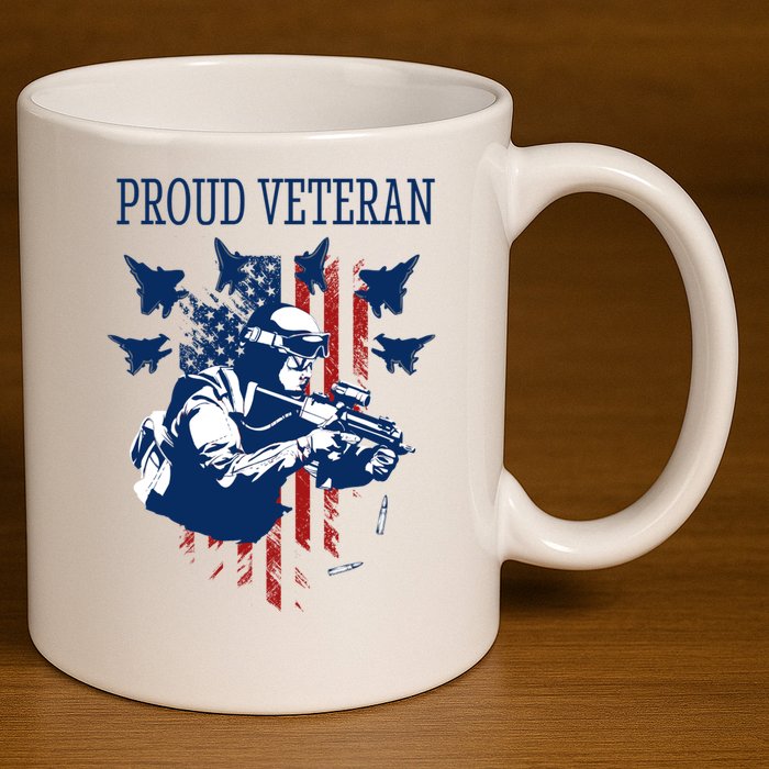 Proud Veteran Airstrike Combat 11oz C Handle Ceramic Mug