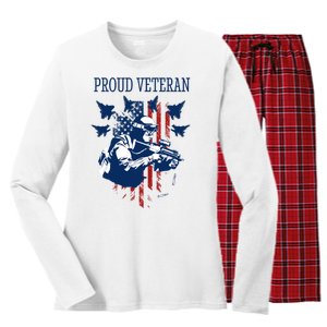 Proud Veteran Airstrike Combat Women's Long Sleeve Flannel Pajama Set 