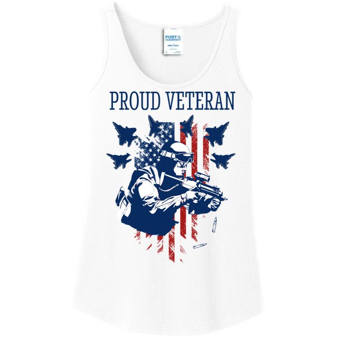 Proud Veteran Airstrike Combat Ladies Essential Tank