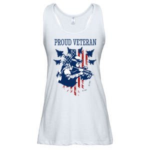 Proud Veteran Airstrike Combat Ladies Essential Flowy Tank