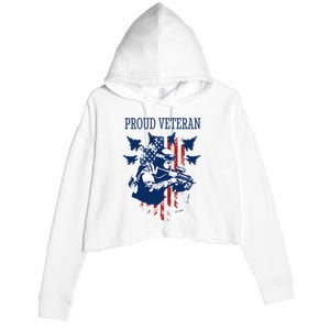 Proud Veteran Airstrike Combat Crop Fleece Hoodie