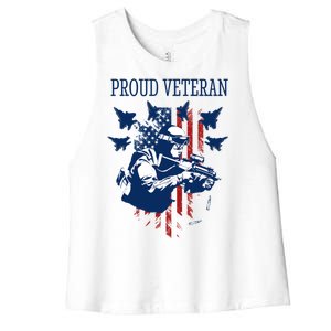 Proud Veteran Airstrike Combat Women's Racerback Cropped Tank