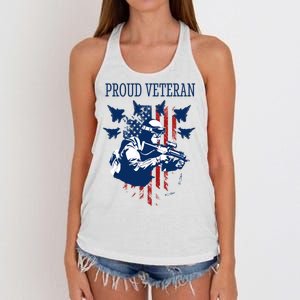 Proud Veteran Airstrike Combat Women's Knotted Racerback Tank