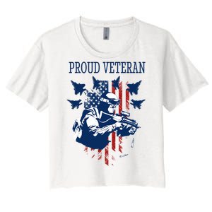 Proud Veteran Airstrike Combat Women's Crop Top Tee