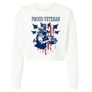 Proud Veteran Airstrike Combat Cropped Pullover Crew