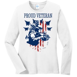 Proud Veteran Airstrike Combat Ladies Long Sleeve Shirt