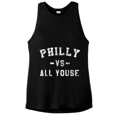 P.H.I.L.L.Y Vs All Youse Funny Philadelphia Slang Ladies PosiCharge Tri-Blend Wicking Tank