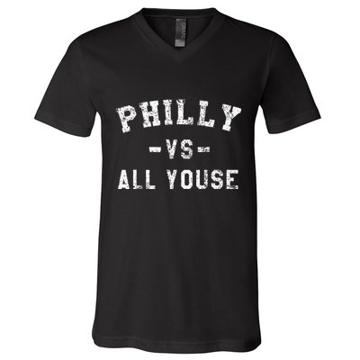 P.H.I.L.L.Y Vs All Youse Funny Philadelphia Slang V-Neck T-Shirt
