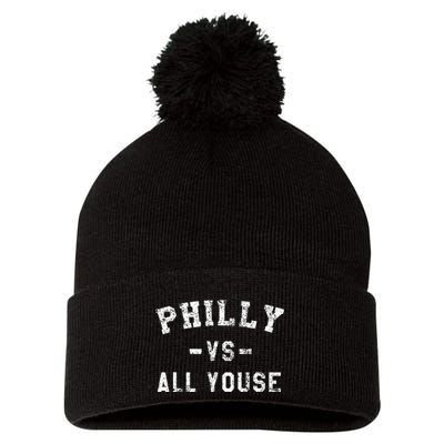 P.H.I.L.L.Y Vs All Youse Funny Philadelphia Slang Pom Pom 12in Knit Beanie