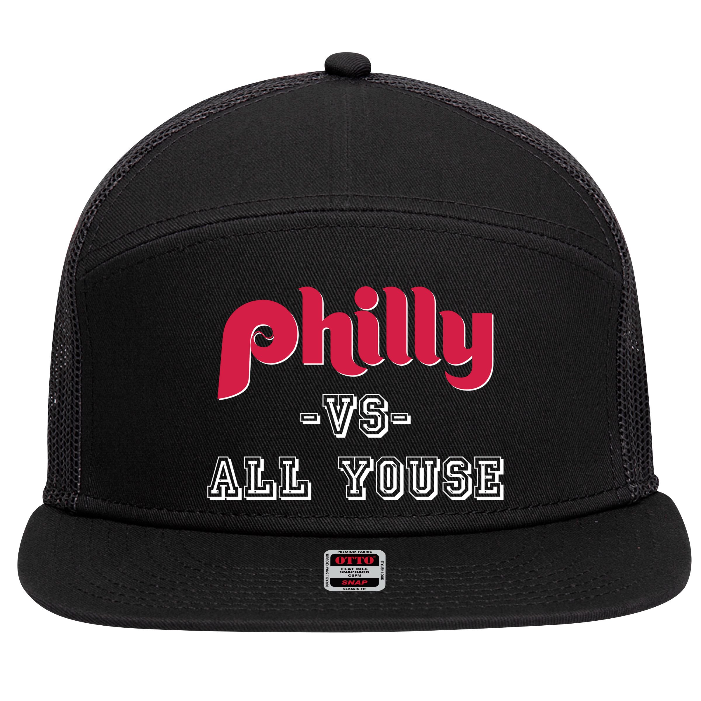 Philly Vs All Youse Funny Philadelphia Slang 7 Panel Mesh Trucker Snapback Hat