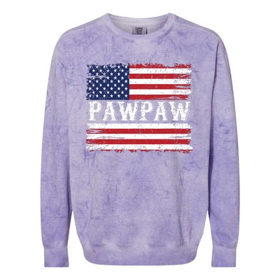 Pawpaw Vintage American Flag Patriotic Funny 4th Of July Colorblast Crewneck Sweatshirt