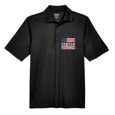 Pawpaw Vintage American Flag Patriotic Funny 4th Of July Men's Origin Performance Pique Polo