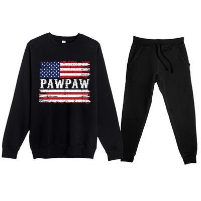 Pawpaw Vintage American Flag Patriotic Funny 4th Of July Premium Crewneck Sweatsuit Set