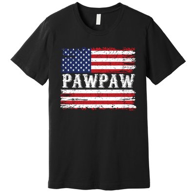 Pawpaw Vintage American Flag Patriotic Funny 4th Of July Premium T-Shirt