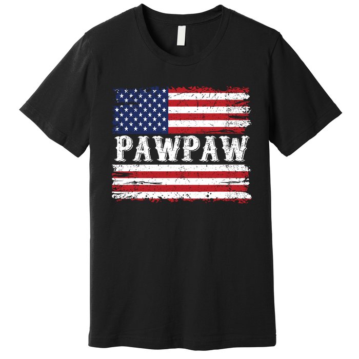 Pawpaw Vintage American Flag Patriotic Funny 4th Of July Premium T-Shirt