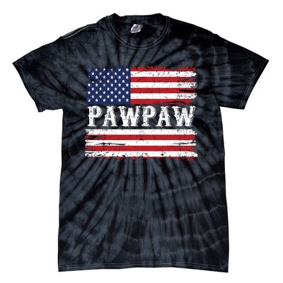 Pawpaw Vintage American Flag Patriotic Funny 4th Of July Tie-Dye T-Shirt